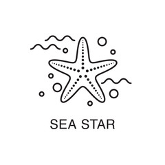 Obraz premium Line art sea star (starfish) flat icon. Summer vacation concept.
