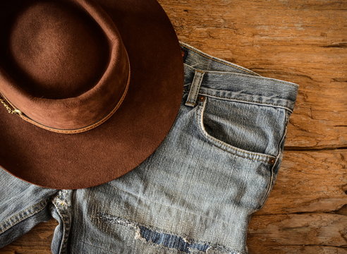 Rustic Jeans And Felt Hat