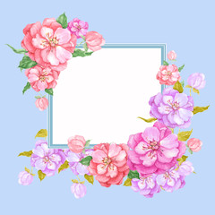 illustration watercolor composition frame with flowers