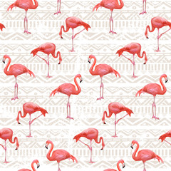 Flamingo Bird Background . Seamless vector pattern