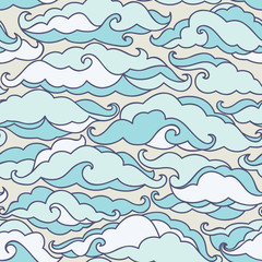 Seamless pattern of clouds on blue sky