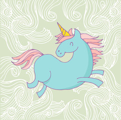 cute magic unicon and rainbow poster, greeting card