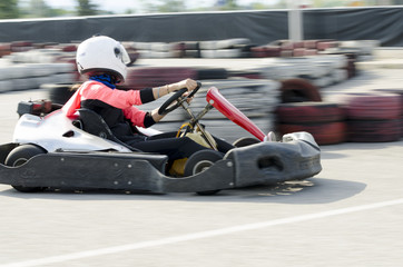 Karting driver motion blued