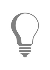 Grey lightbulb icon on white background