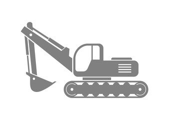Grey excavator icon on white background