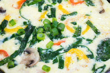 Fresh cooked omelette with vegetables.