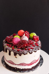 Cream mousse cake with pomegranate.