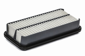 Car filter close-up, auto spare part, isolated on white, with cl