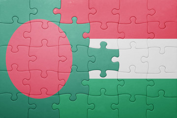 puzzle with the national flag of bangladesh and hungary