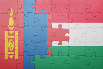 puzzle with the national flag of mongolia and hungary