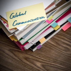 Global Communication; The Pile of Business Documents on the Desk
