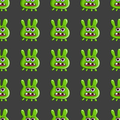 Fototapeta na wymiar Seamless pattern with cute cartoon monsters