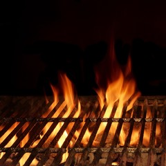 Empty Hot Charcoal Barbecue Grill With Bright Flame Isolated © Alex