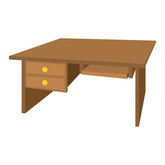 Wooden office desk cartoon icon 