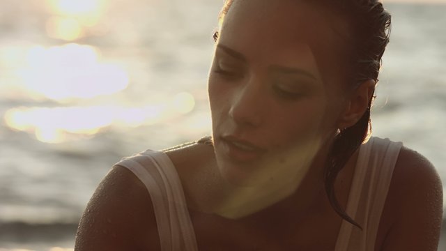 Sexy Woman in Transparent Wet Clothes