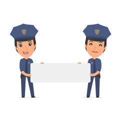 Funny Character Constabulary holds and interacts with blank form