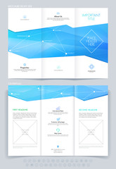 Modern tri-fold brochure booklet design template with polygons