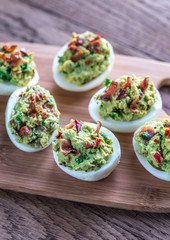 Bacon guacamole deviled eggs