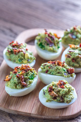 Bacon guacamole deviled eggs