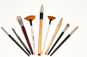 Set of artists tools