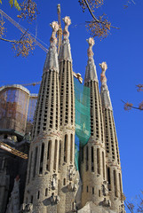 BARCELONA, CATALONIA, SPAIN - DECEMBER 12, 2011: Details of faсade of Sagrada Familia Temple, Barcelona,Catalonia, Spain