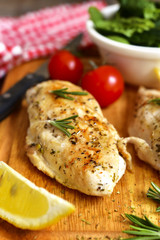 Chicken breast baked with rosemary.
