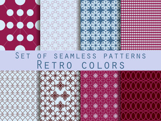 Set of seamless patterns. Geometric seamless pattern. The designs for textiles and interior.