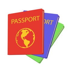 Three passports cartoon icon