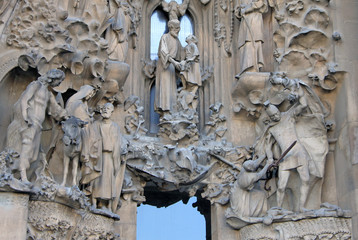 BARCELONA, CATALONIA, SPAIN - DECEMBER 12, 2011: Nativity facade of Sagrada Familia Temple,...