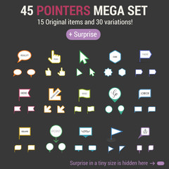 Set of infographics elements - pointers, arrows, signs and flags