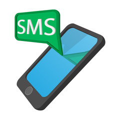 Smartphone with message bubble cartoon icon