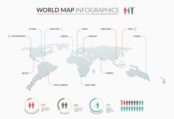 Set of infographics elements - world map, diagrams templates.