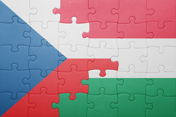 puzzle with the national flag of czech republic and hungary