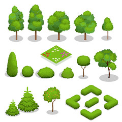 Naklejka premium Elementy drzewa izometryczny wektor do projektowania krajobrazu.