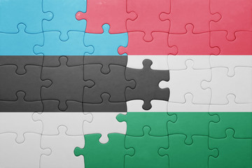 puzzle with the national flag of estonia and hungary