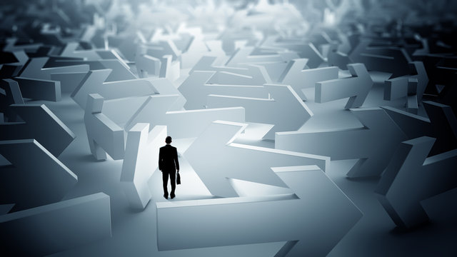 Businessman choosing his business direction