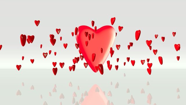 grosses Herz aus dem kleine Herzen heraus fliegen