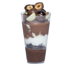 mini glass of ice cream with fruits and nuts, for cropped still