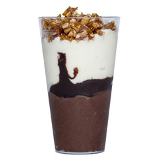 mini glass of ice cream with fruits and nuts, for cropped still