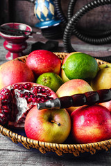 Fruit platter and hookah