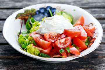 Fresh Vegetables Salad with Sour Cream