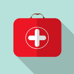 Red Medical Bag with a Cross in Modern Flas Design
