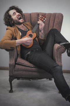 Musician Playing Acoustic Ukulele