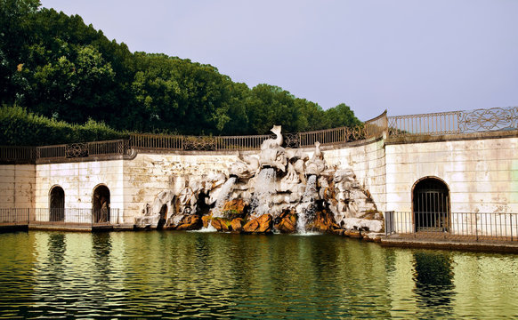 Fontana dei Delfini -The Fountain of the Dolphins, in the  Royal Palace of Caserta, Italy.    UNESCO Heritage Site. 