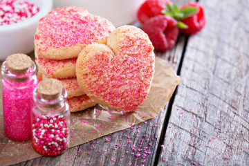 Valentines day sugar cookies with sprinkles