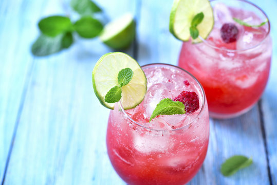 Raspberry lemonade with lime.