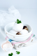 Eggs in white bowl a healthy food for gift