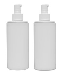 Dosaging white plastic container isolated on white background. With shadow and without.