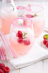 Raspberry lemonade in a glass