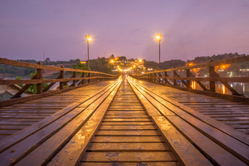 Wooden bridge (Mon Bridge) in Sangkhlaburi District, Kanchanabur